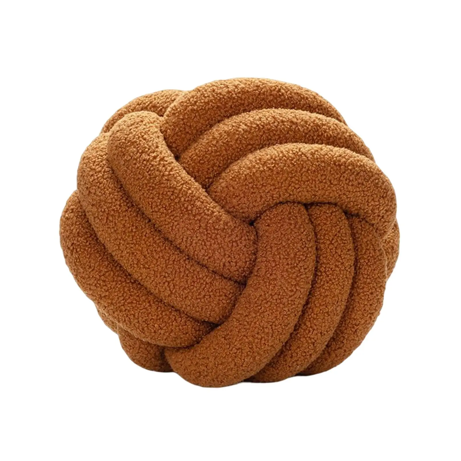 Hand Woven Round Plush Knotted Throw Pillow Diameter 22cm Multiple Uses Accessories