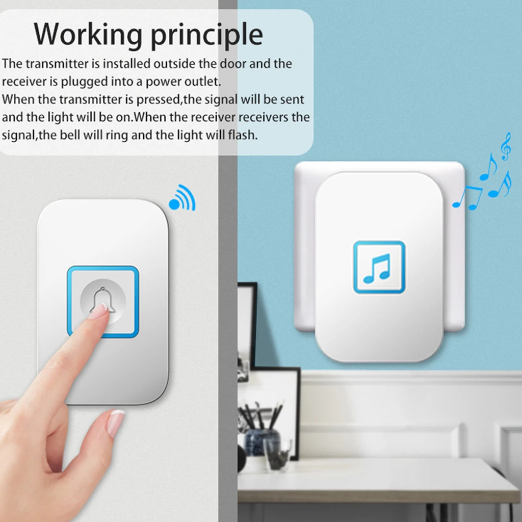 Cordless   Digital Electronic Waterproof RC Household Doorbell UK Plug
