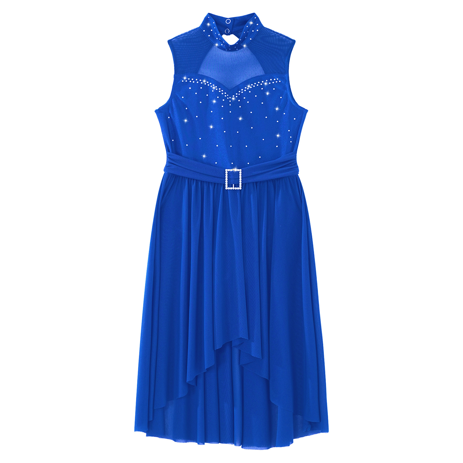 Kinder Mädchen Lyrical Modern Dance Kleid Ärmellos Glänzend Strass Ballett Gymnastik Eiskunstlauf Trikot Kleid Bühne Dancewear – Detail 24