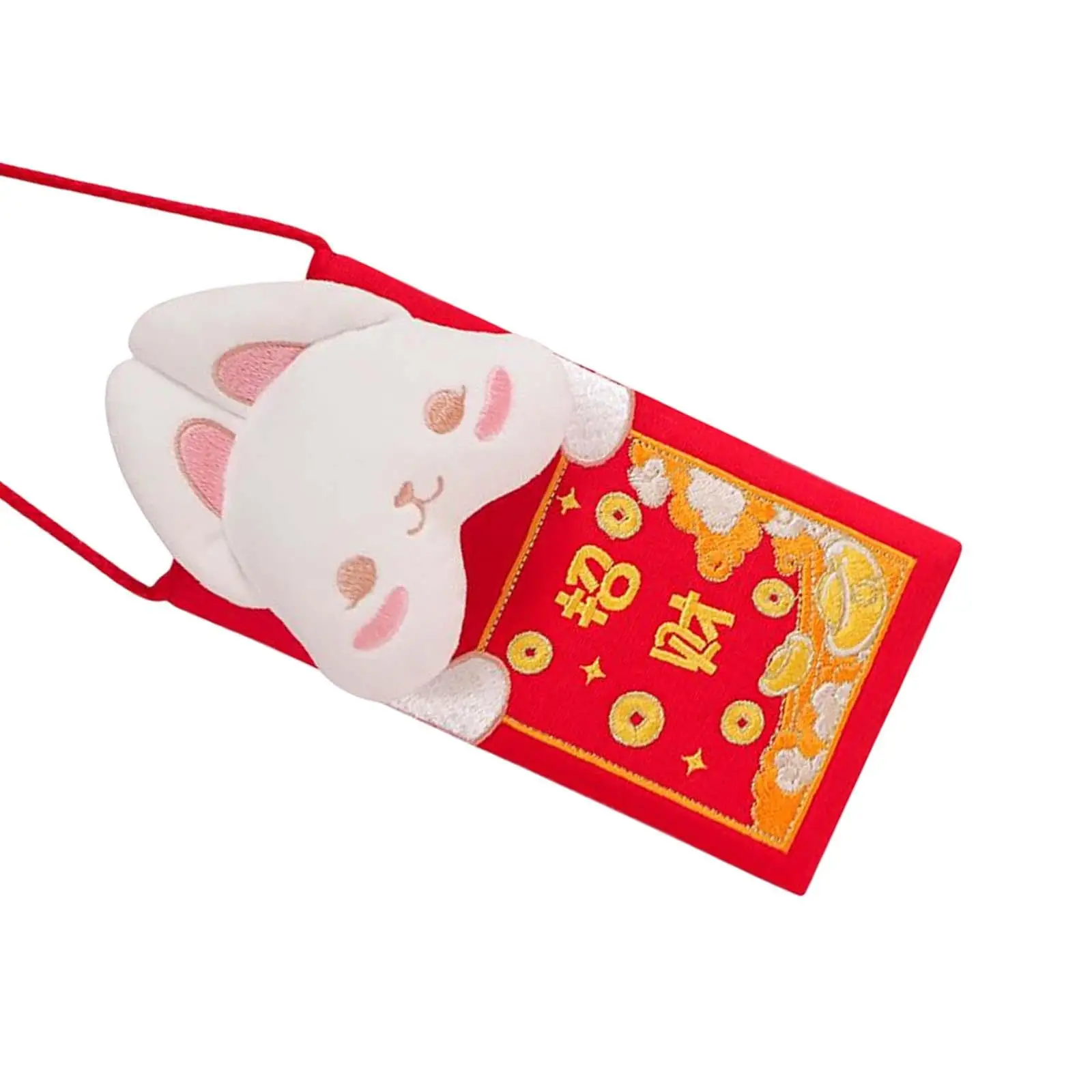 Chinese New Year Red Envelope Shoulder Bag Rabbit Purse Hong Bao Bunny Red Pocket for Party Wedding Birthday Decor