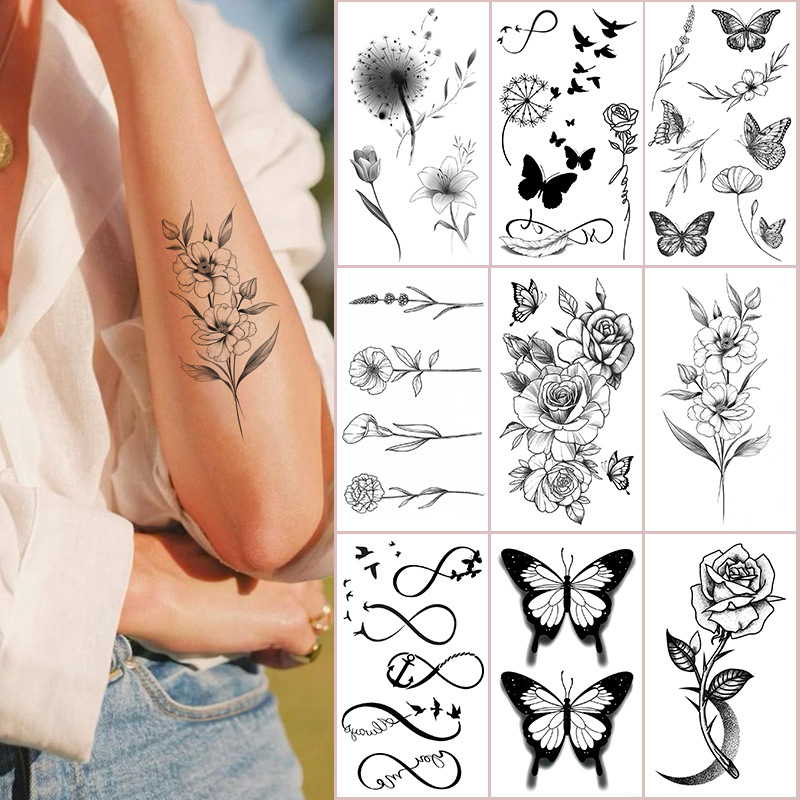 Best of Temporary Waterproof Tattoo Stickers Roses Butterflies Dandelions Floral Design Disposable Tattoos Reviews & Tips