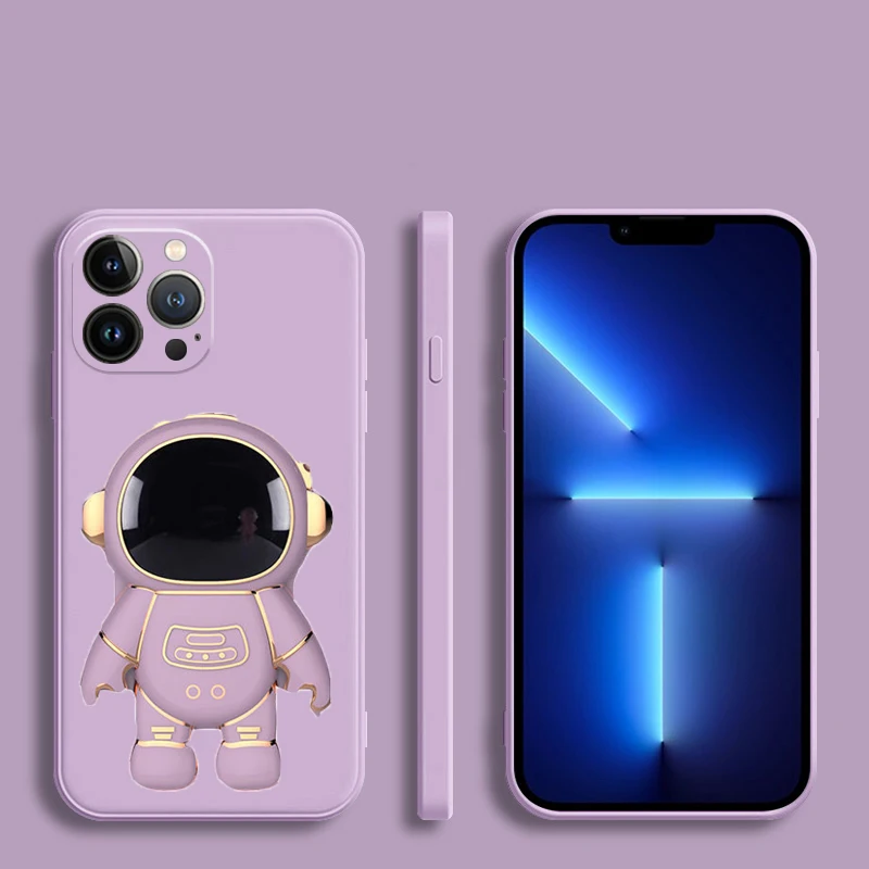 iphone xr case with card holder Astronaut Bracket Silicone Phone Holder Case For iphone 13 12 11 Pro XS Max Mini XR X 8 7 6 6S Plus SE 2020 Soft Back Cover iphone xr case with card holder