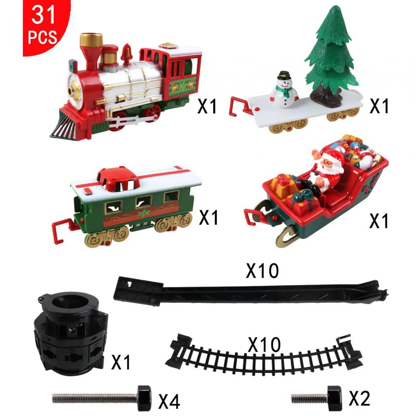 Christmas Train Set DIY Cargo Cars and 10 Tracks Battery Powered Train Set Toy Gifts for Girls Boys Children 3 4 5 6 Year Old
