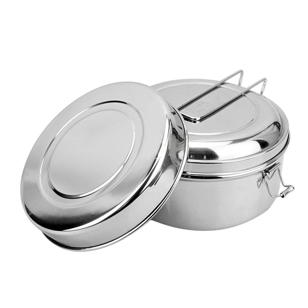 Round Portable Outdoor Bento Box for Stainless Steel Mess Tin, Warm or Cool at Office., 