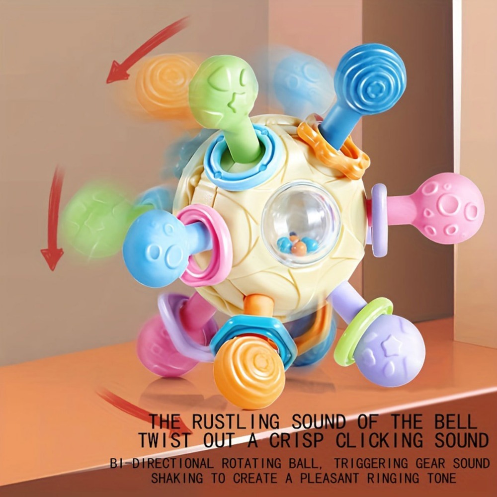 Title 7, Baby Sensory Toys Rotating Rattle Ball 0-6-12 M...