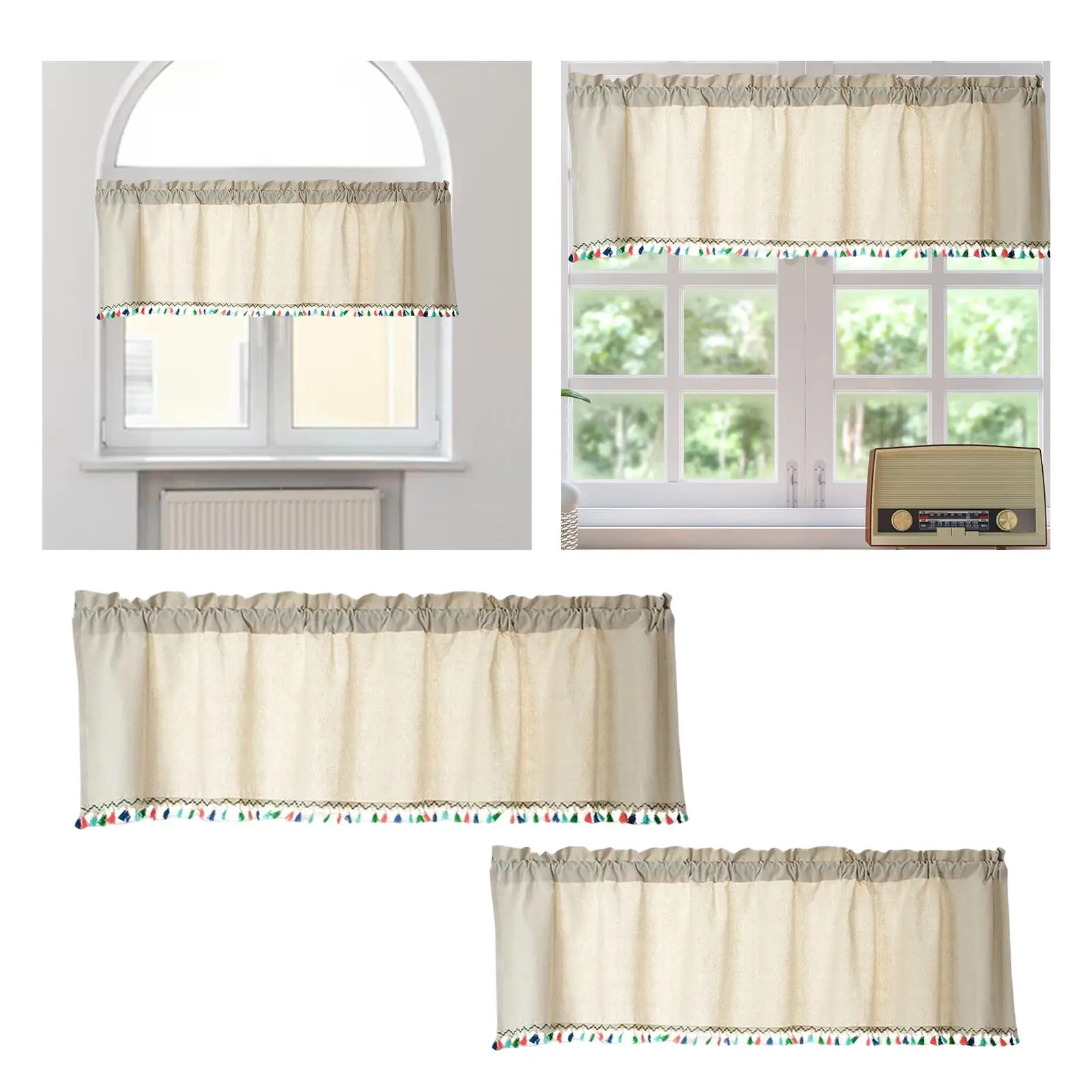 Rod Pocket Valances Decoration Short Curtains for Shop Panel