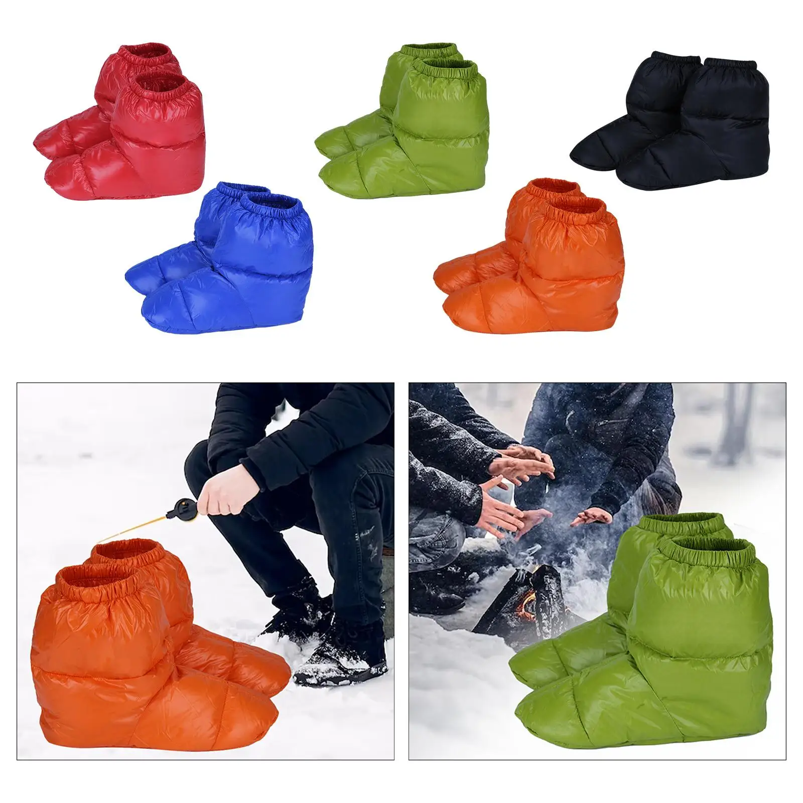 Winter Down Slippers Warm Bootie Shoes Keep Warm Lightweight Windproof Feet Cover Socks for Skiing Office Hiking Indoor Camping