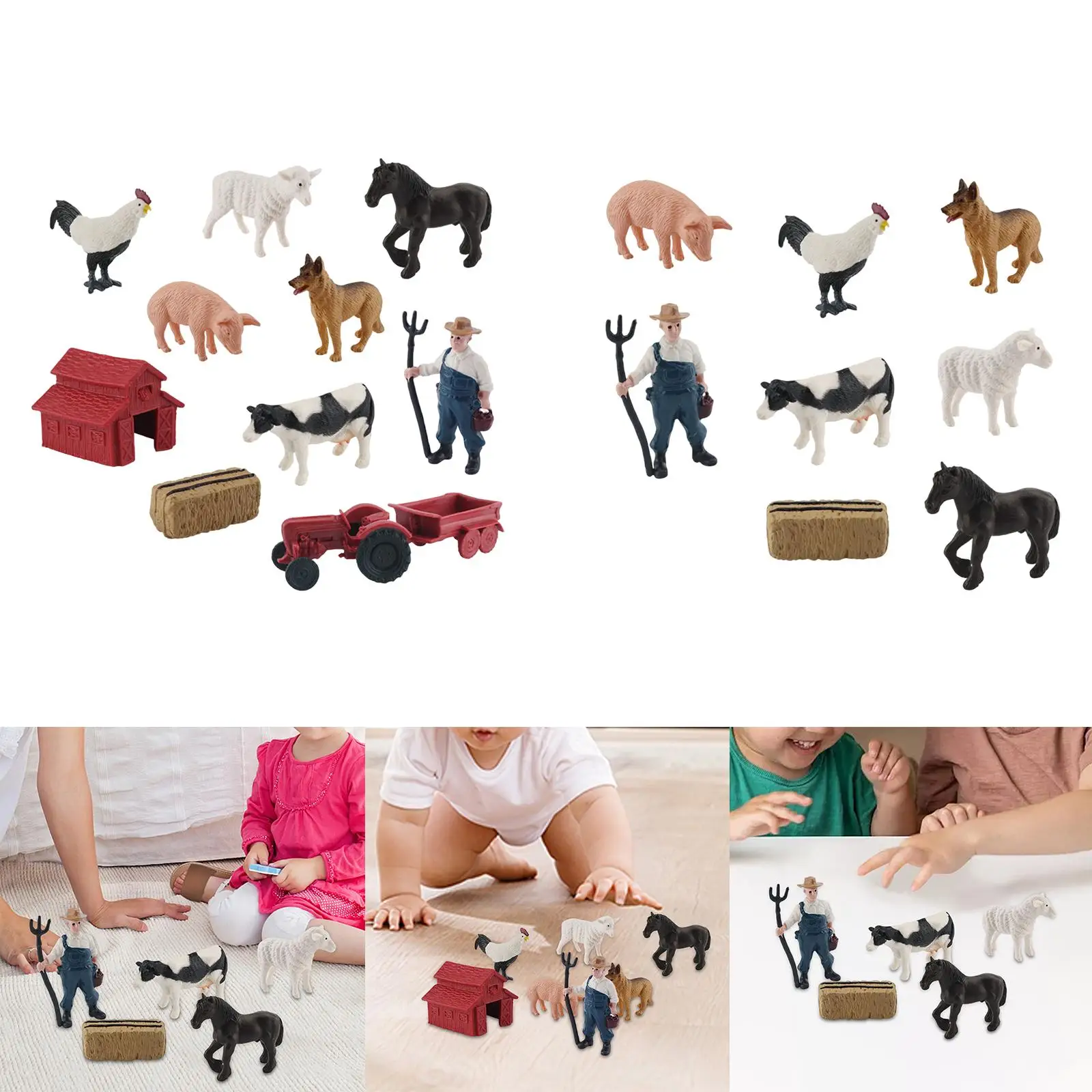 Lifelike Farm Animals Toys Farm Figurines Playset Small Poultry Toy Learning Educational Toys for Children Toddlers Boys Girls