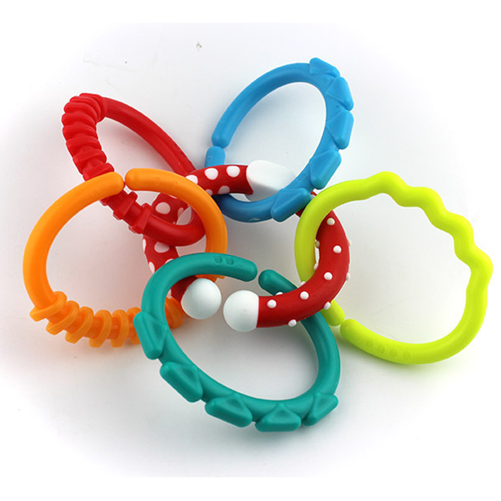 Baby Rattle Teether Rainbow Rings Crib Bed Stroller Decoration Hanging Toy