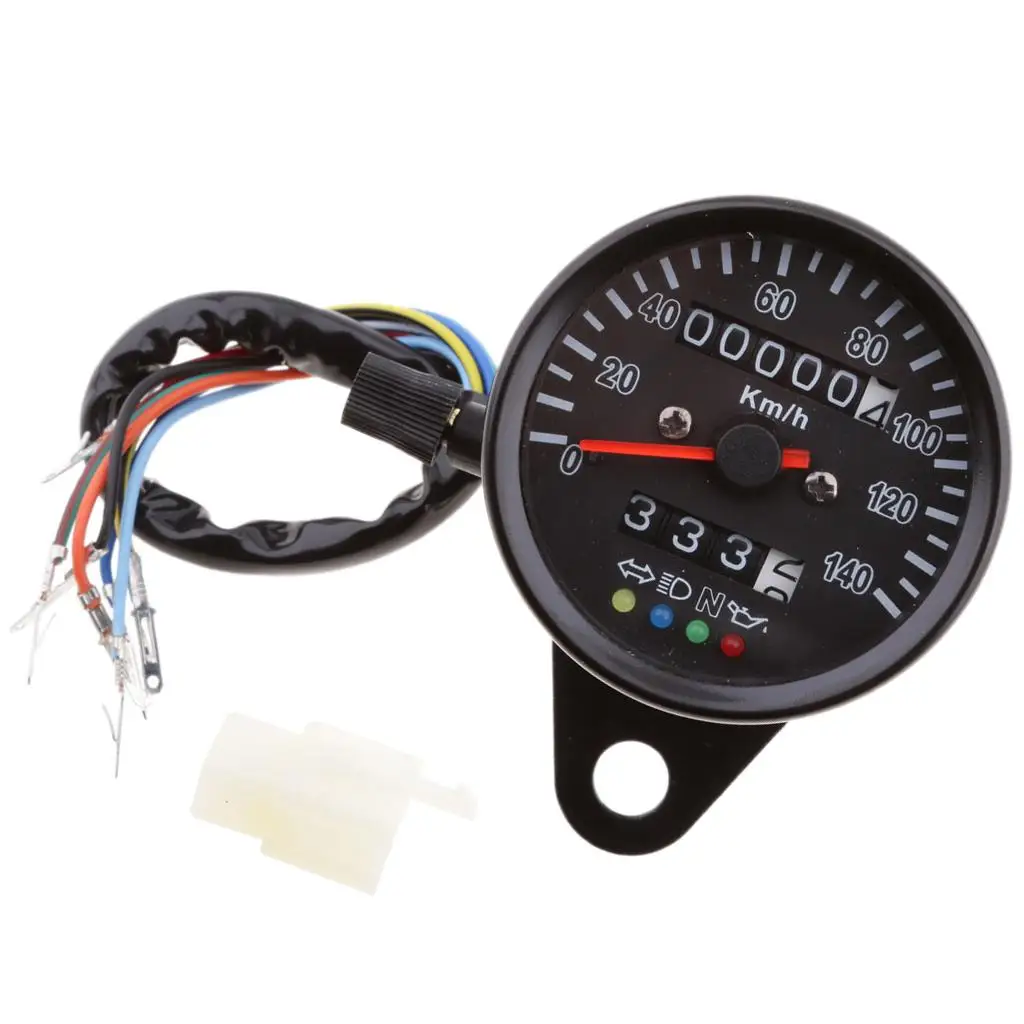 60mm Black Motorcycle Mechanical Odometer Waterproof LED Gauge