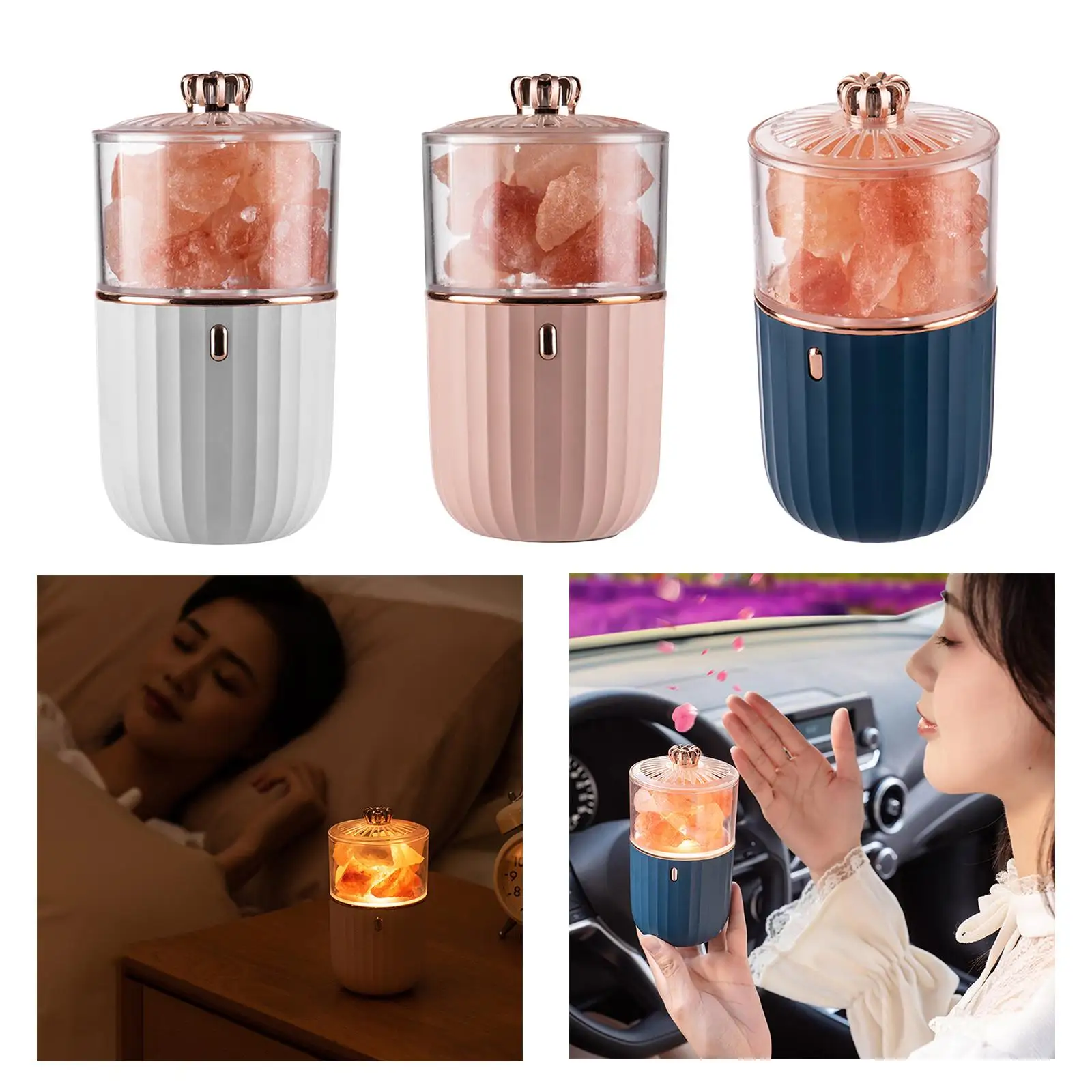 Himalayan Salt Lamp Essential Oil Diffuser Quiet with 7 LED Light 2 in 1 for Office