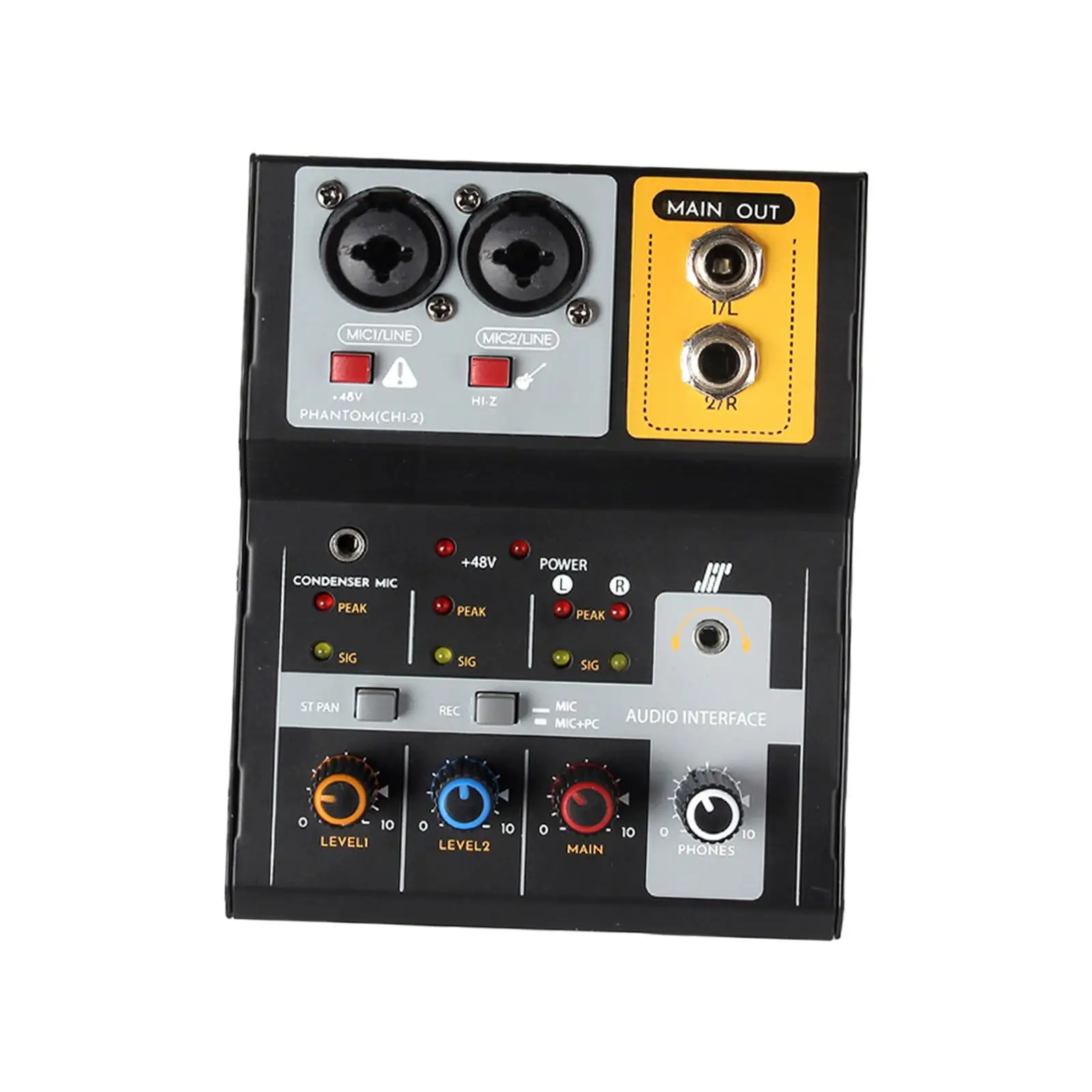 Audio Mixer Controller USB Compact Portable Stereo 2 Channel Audio Sound Mixer for Live Show Stereo Recording Podcasting