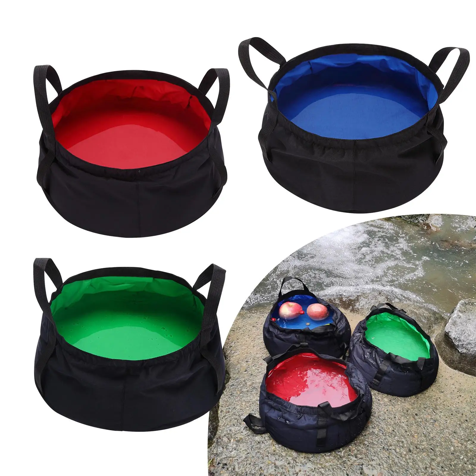 Collapsible Water Bucket with Storage Bag Folding Foot Bath Water Container Wash Basin for Camping Hiking Hiking Washing Caravan