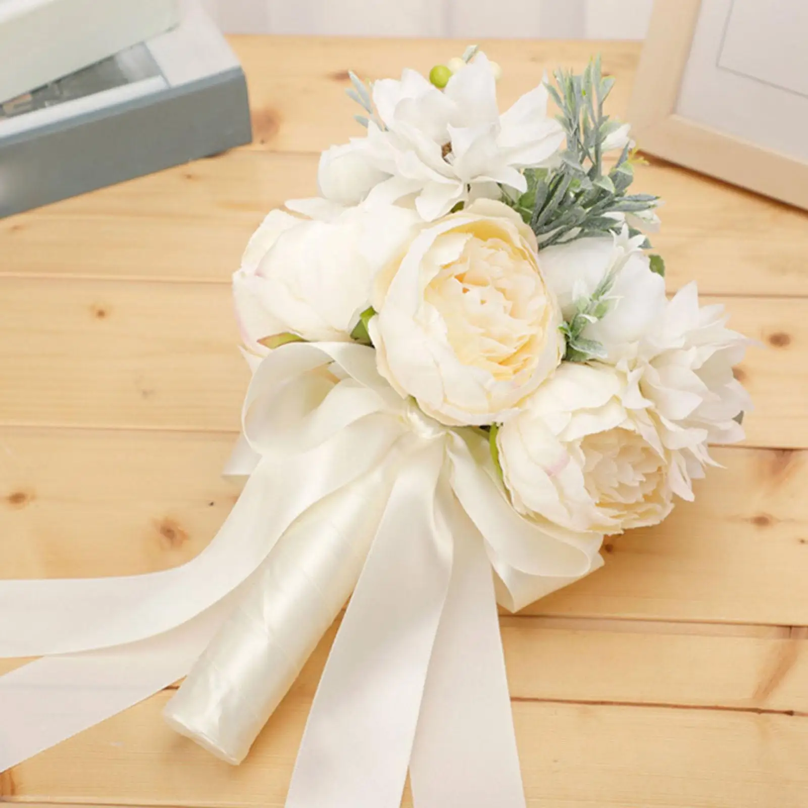 White Artificial Peony Flowers Bridal Wedding Bouquets Photo Props Exquisite Romantic Decorative Wedding Decoration Handmade