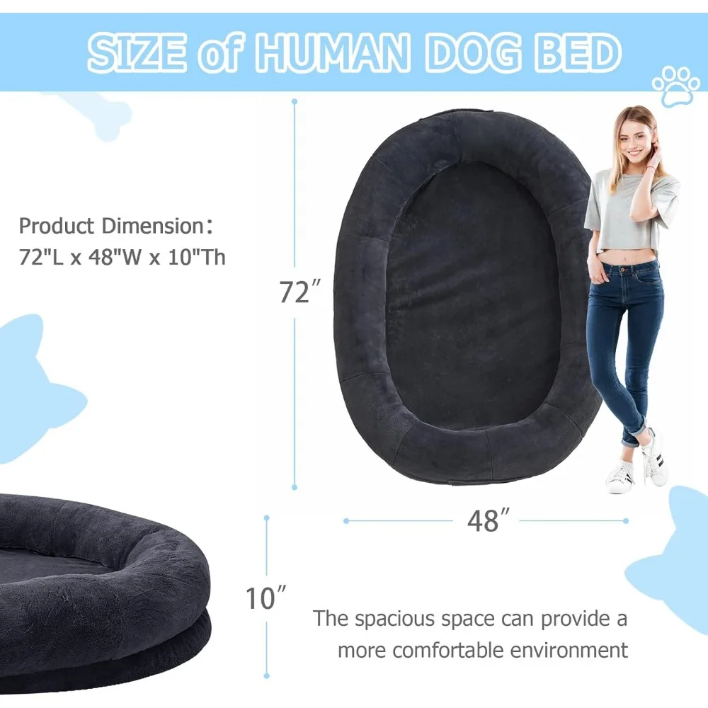 Cozy and ultra-soft human dog bed.