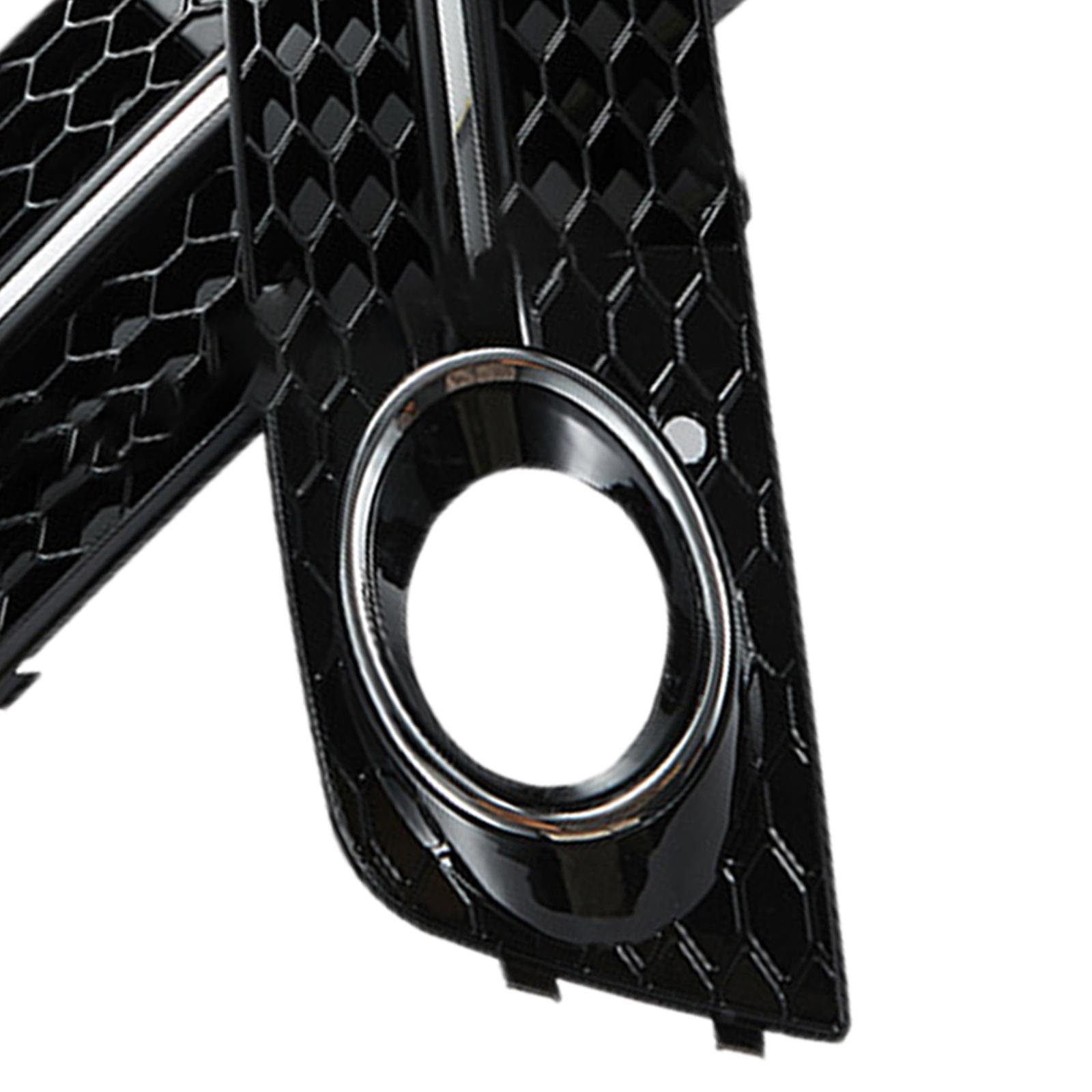Pair of Front Fog Light Grille Replaces ABS Plastic Black Lamp Grill for Audi A4 B8 2008-2012 for A4L RS4 S4 Front Bumper