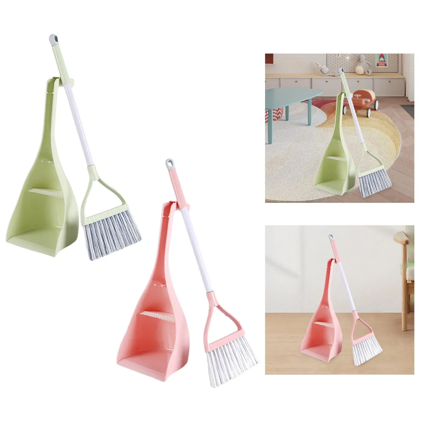 Mini Broom with Dustpan Play House Toy PP and Stainless Steel Material Pretend Housekeeping Play Set for Kindergarten Ages 3-6