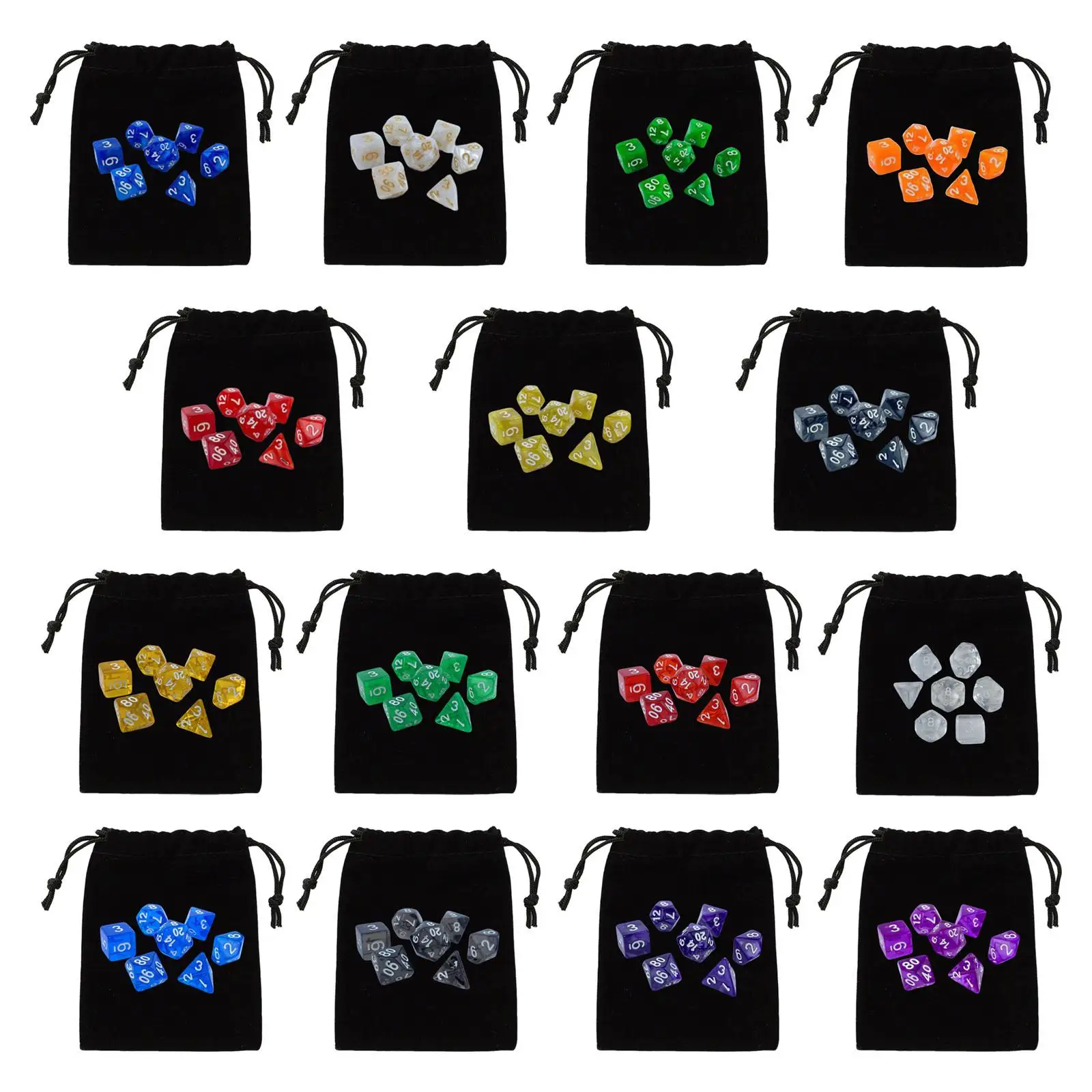 Portable Polyhedral Dices Set Multicolour Dices Set Multiple Dices for Table Games Board Games