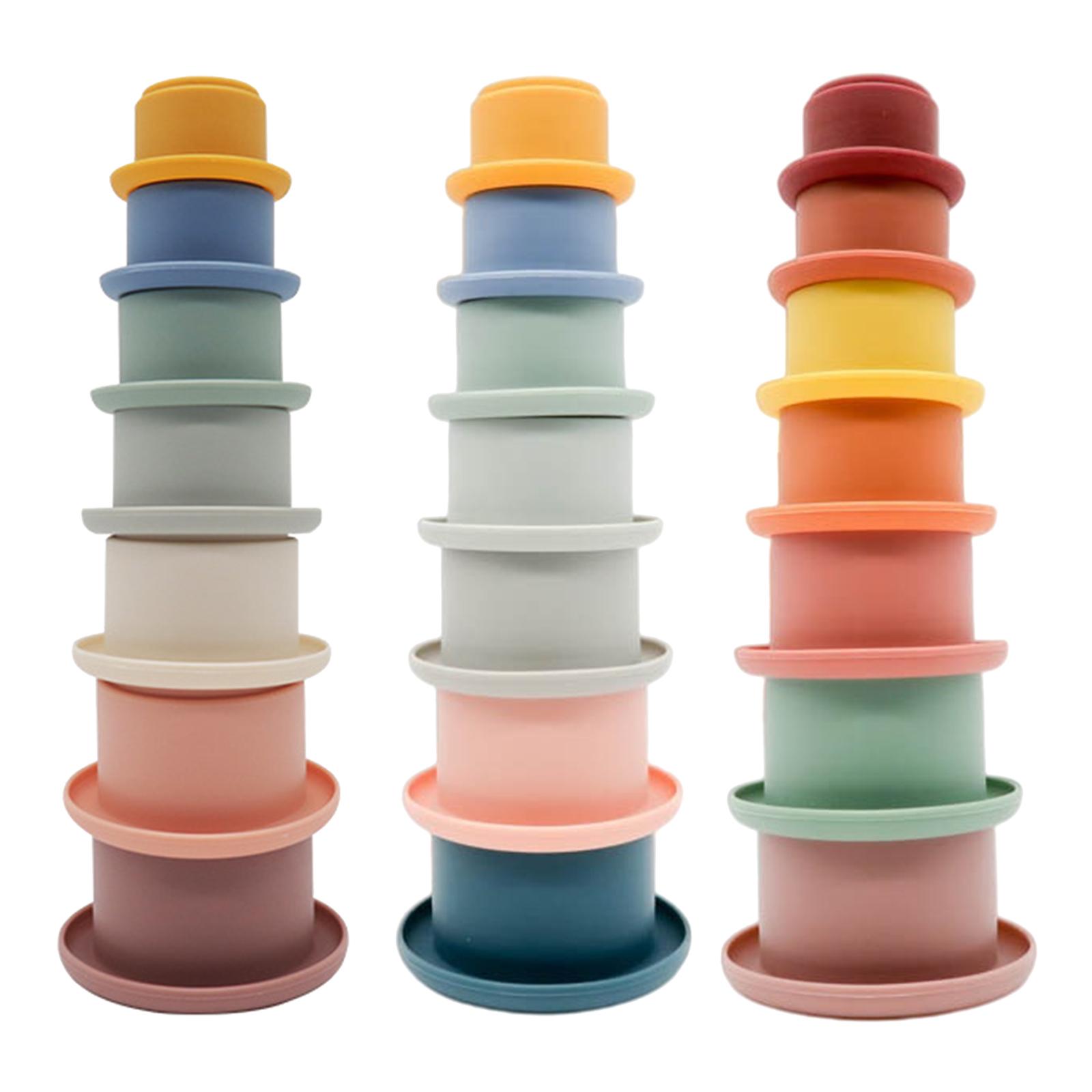 7pcs Toddlers Stacking Cups Soft Bath Toy w/ Drain Holes Educational Toy for 12 18 24 Month 1-3 Years