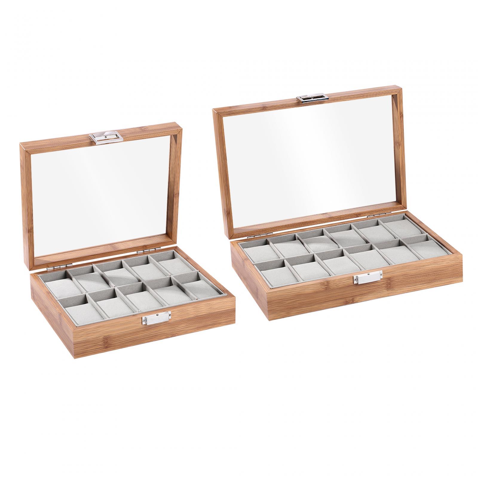 Watch Storage Box Wooden Watches Box Jewelry Display Case for Men and Women Watches Necklace Bracelet Earrings Home Decoration