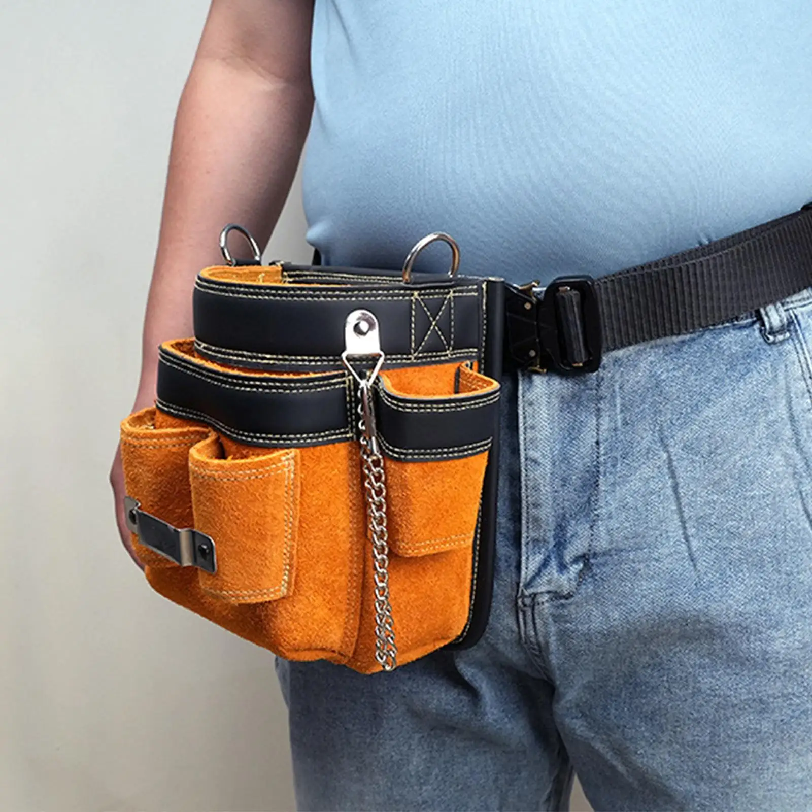 Electrician Tool Belt Portable Leather Tool Pouch Hardware Tool Waist Pack for Electrician Woodworking Carpenter Men Women Gifts