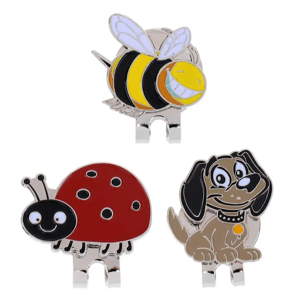 Set of 3 Lovely Fun Animals Golf Ball Marker Magnetic Cap Clips for Women Golfer 2x2.5cm