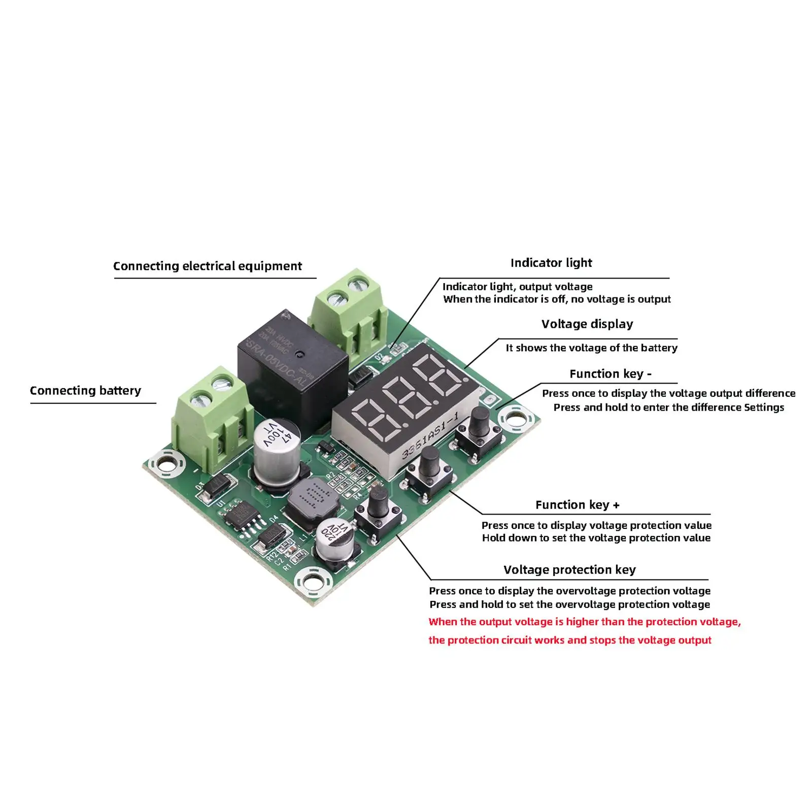 Undervoltage Protection Module 12V Xh-M609 Protection Board Low Voltage Protective Module Board for Relay Module Controller