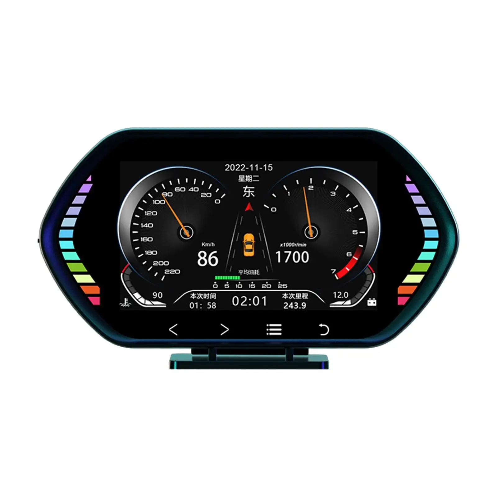 OBD2 Gauge Display with Ambient Light Troubleshooting Multifunctional Car HUD Heads up Display OBD+GPS Smart Gauge for Cars