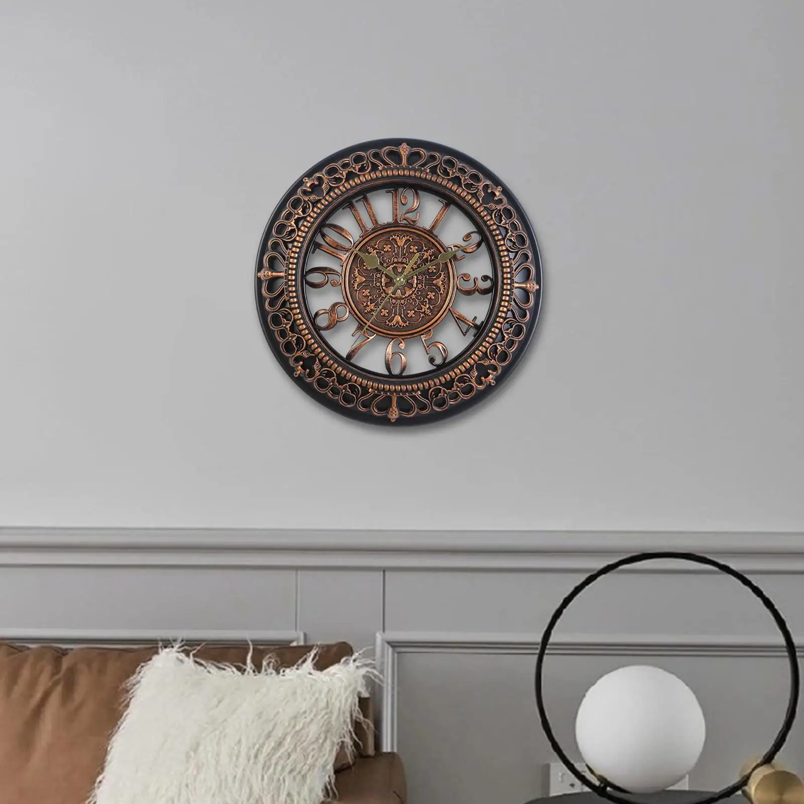 Creative Wall Clocks Silent Round Clock Hanging Battery Operated for Office Bedroom Indoor Garden Home Decoration