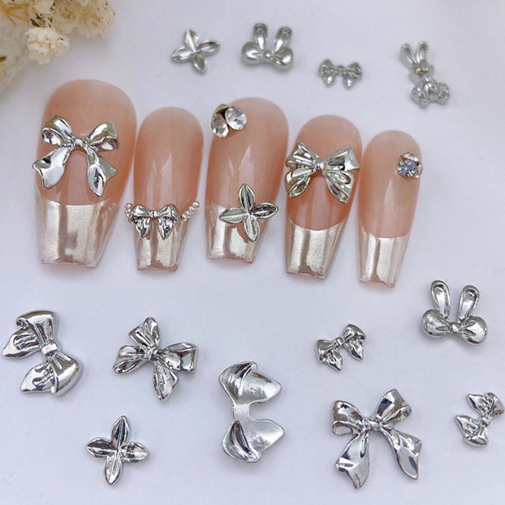 Best of 20pcs Silver Metal Bows Nail Art Charm 3D Alloy Silver / Gold Bowknot Ribbon Nail Decor Parts DIY Luxury Manicure Accessories Reviews & Tips