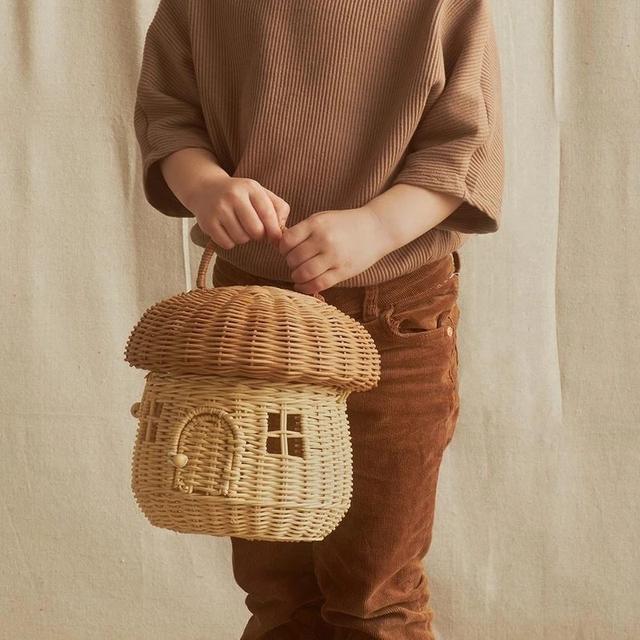 Rattan/Wicker Acorn House Bag | Fairy House | Acorn | WonderWeaver Design | Handmade | selling Hand-dyed | Limited Edition