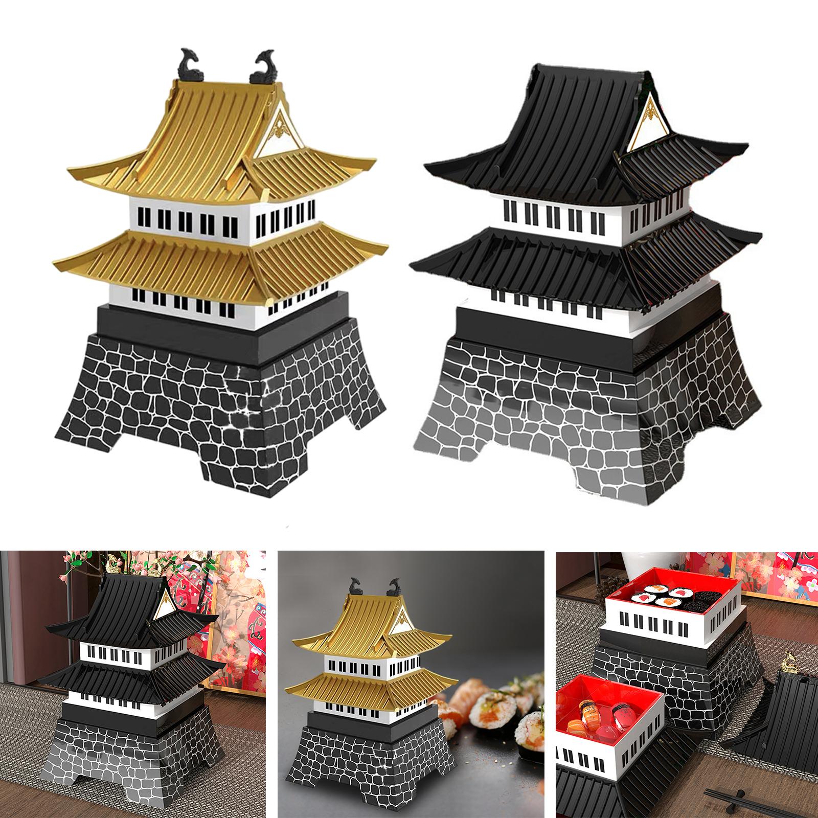 Creative Japanese Castle Style Bento Plate 3-Drawer Snack Dish Platter Steamed Dishes Castle Style Bento Dish Plate for Kitchen