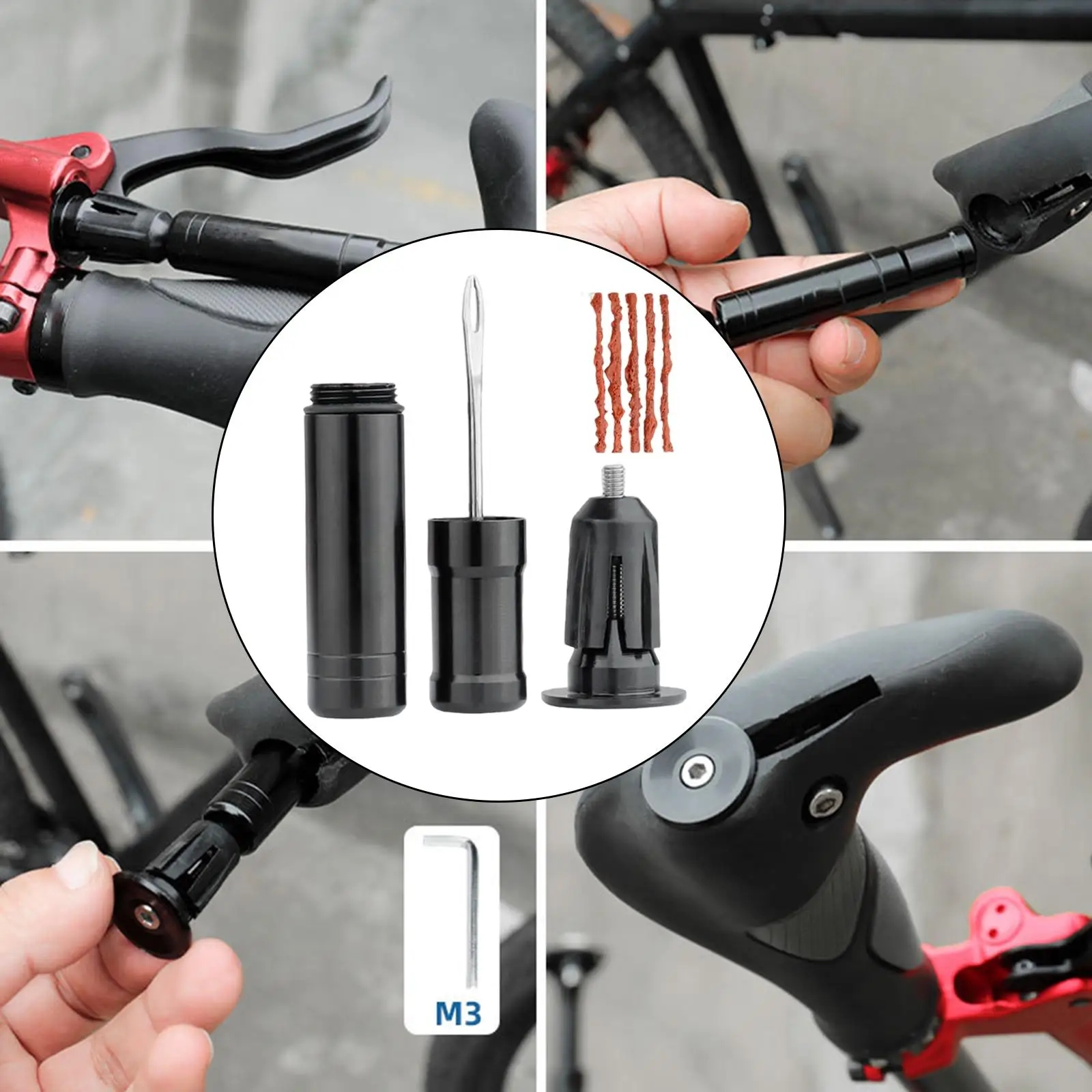  Tire Repair Kits Bike Handlebar Insert Tool Set for Mountain Bike