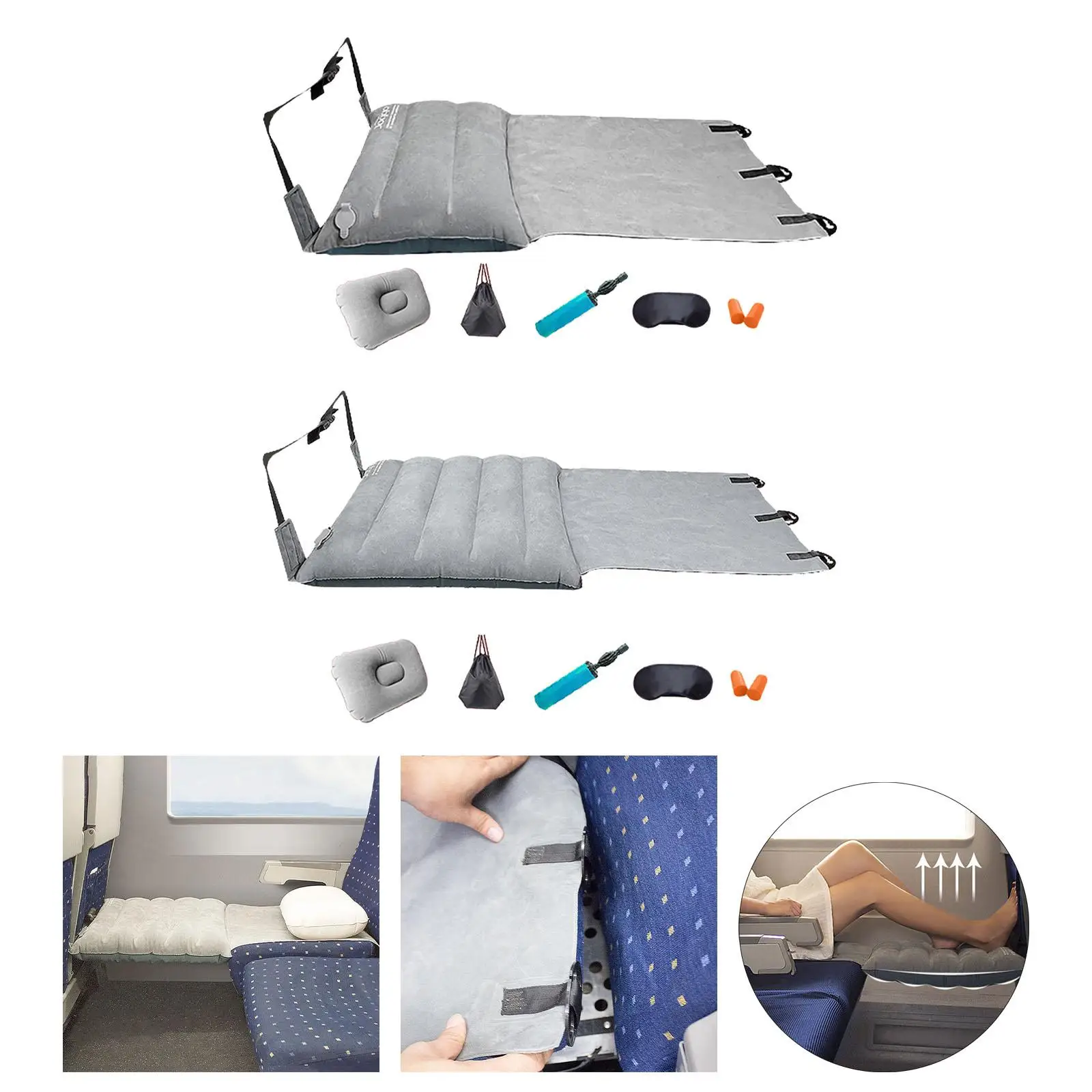 Airplane Footrest Hammock for Kids Inflatable Elevate Legs Strong Load Bearing Flights Travel Foot Rest Plane Seat Extender