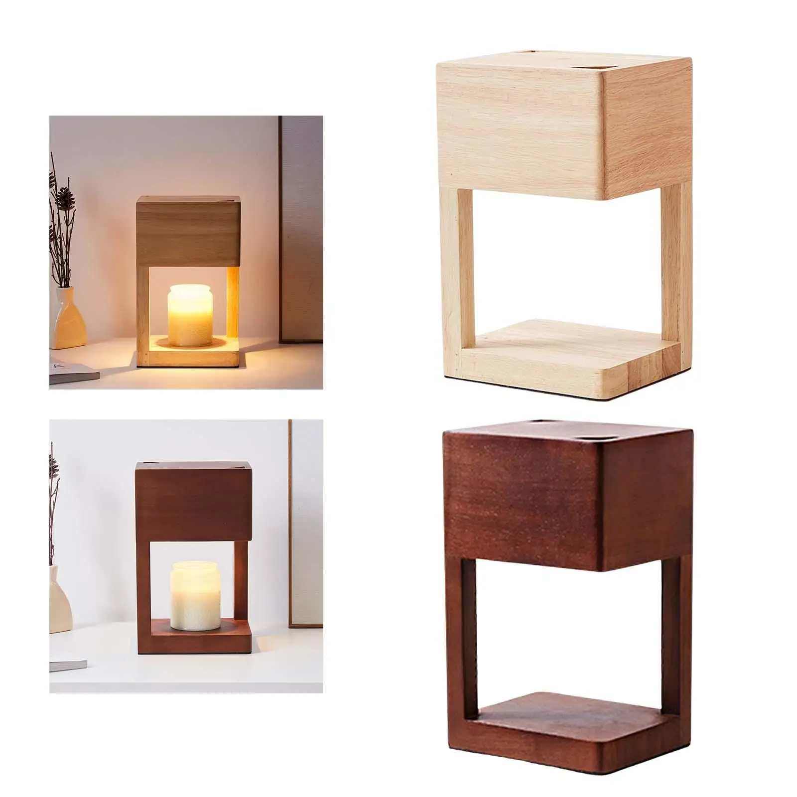 Electric Candle Warmer Lamp Wooden Base Table Lamp Candle Melter Wax Lamp for Bedroom