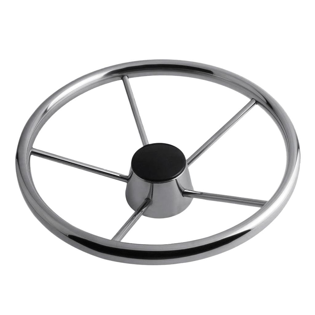 5 Spoke Marine Steering Wheel 25 Degree with Hub for Inflatable Boat - 13 1/2 inch 340mm Dia