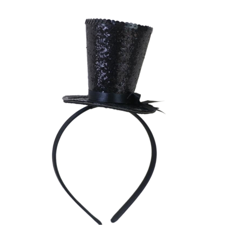 Vintage-Fascinator-Zylinder für Mädchen mit glitzerndem Schleier für Tea-Party-Opernkostüm – Detail 6