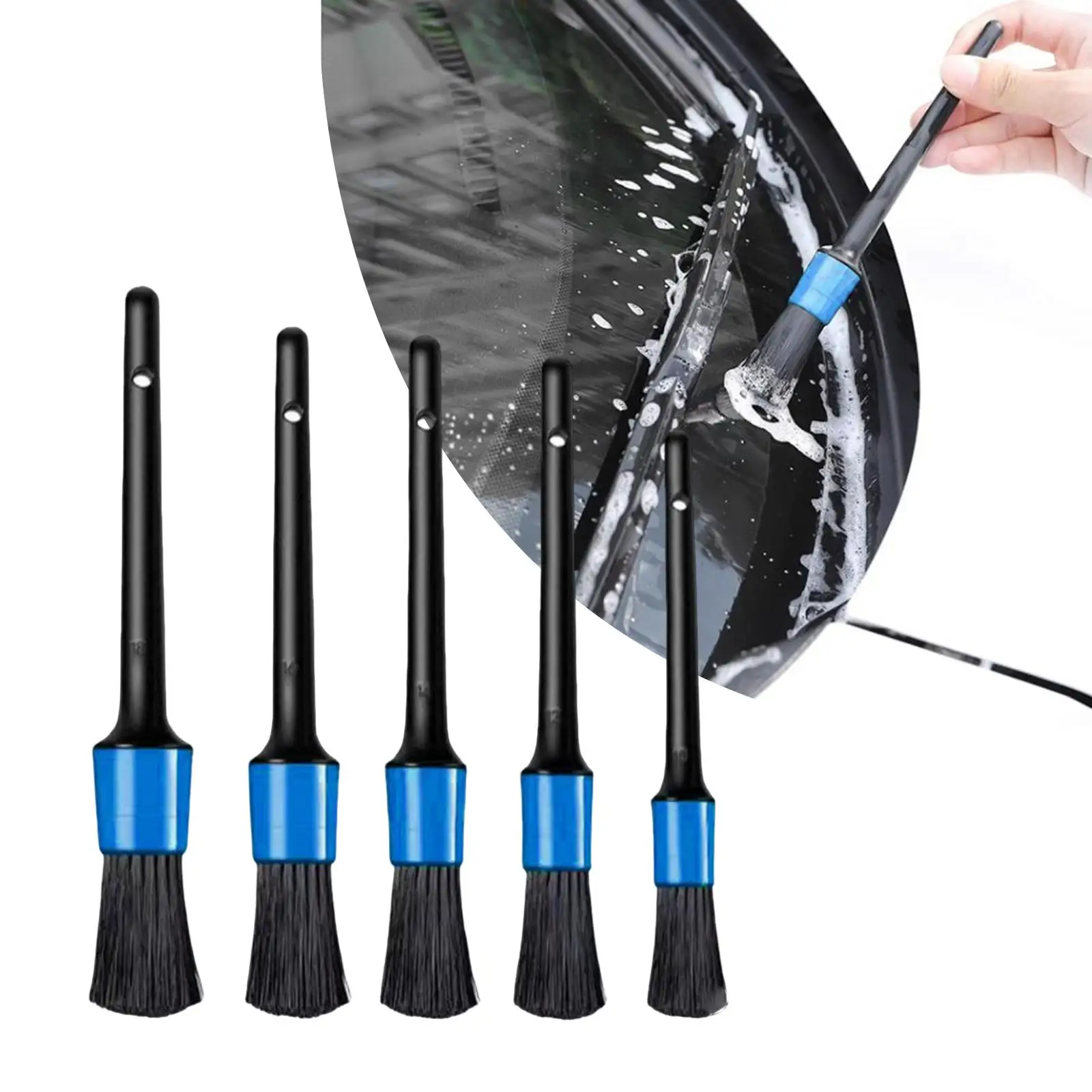 Car Detail Brush Set 5 Sizes Dry and Wet Use with Hanging Hole Convenient for Automotive Interior Exterior Flexible Versatile