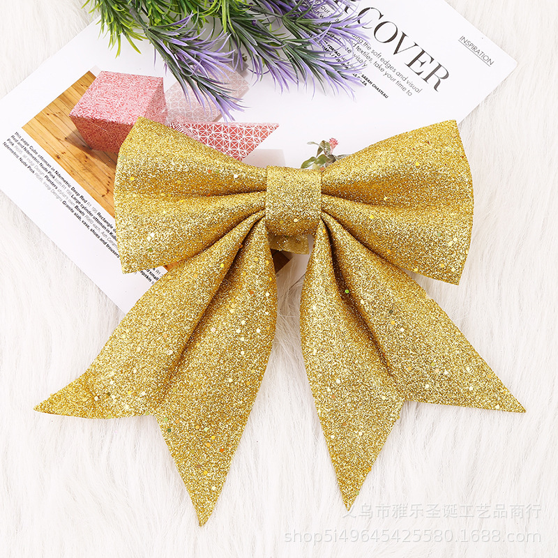 Description Picture 6 of item2023 New Year Sequins Red Yellow Beige Bow Christmas Tree Hanging Ornament Christmas Decoration Supplies новогодние украшения