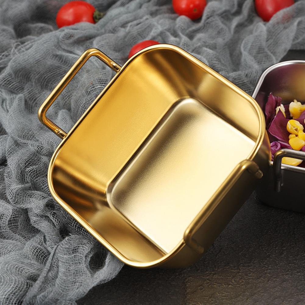 Gold Plated Square Dish With Handle Large Size: 10 X 18 X 4.5Cm