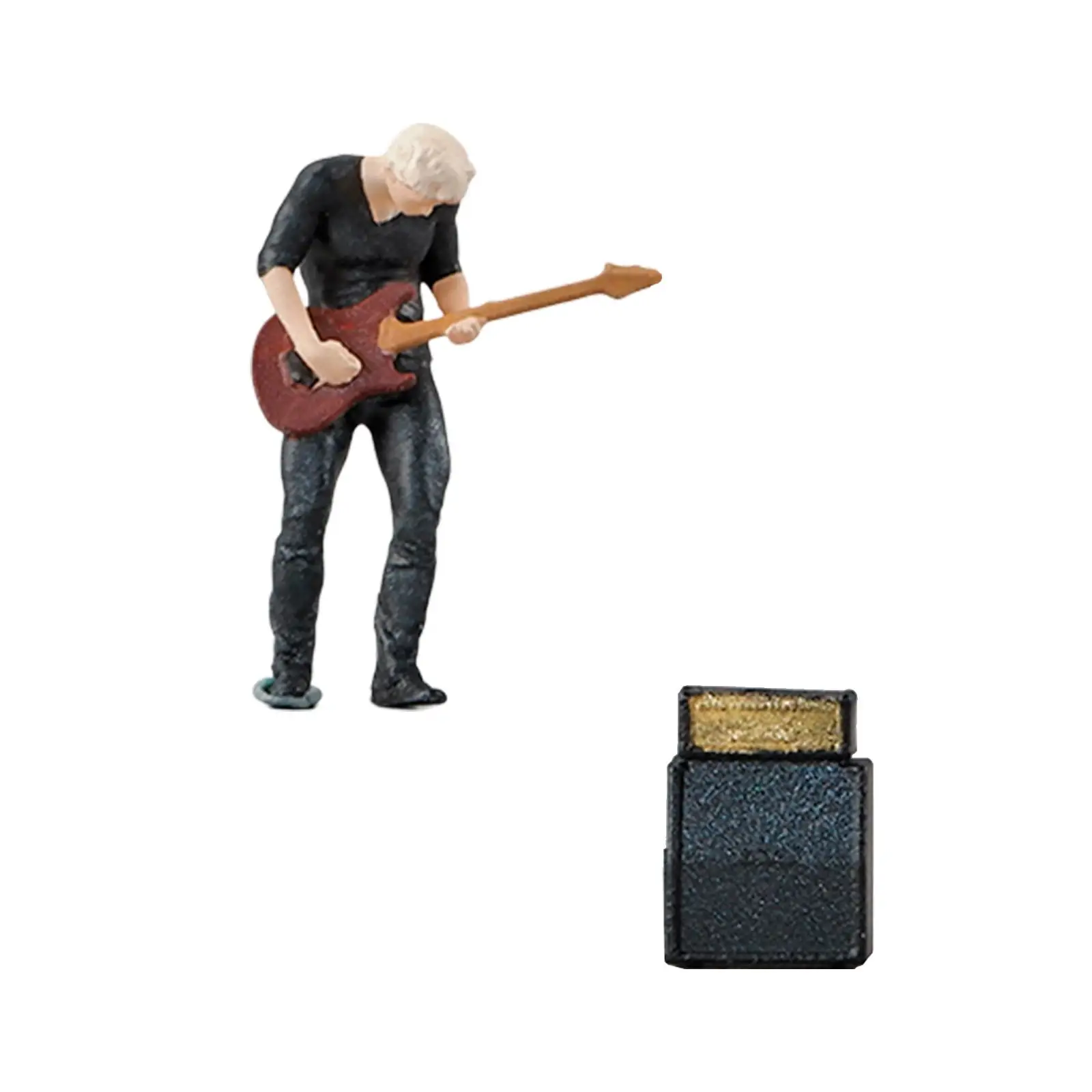 People Figure Layout with Audio Model Tiny Resin 1:64 Scale Miniature Bassist Model Character Model for DIY Scene Train Layout