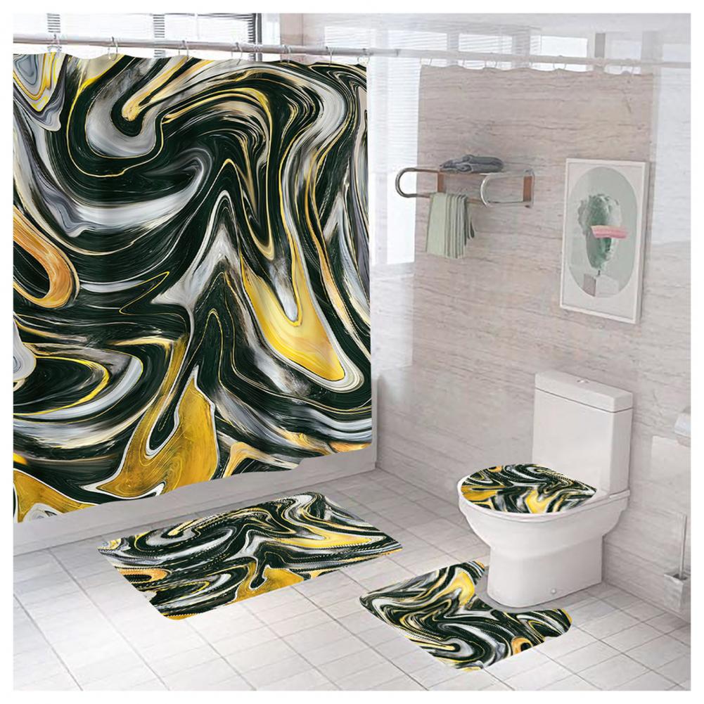 Modern Style Marble Polyester Shower Curtain Bathing display picture 4