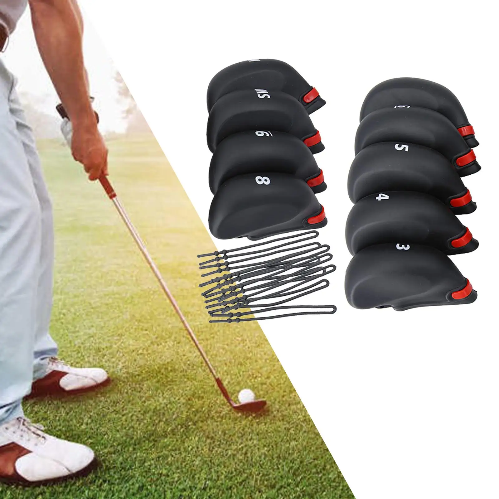 Golf Club Iron Covers , Deluxe Head Cover Set, covers for head for Irons Fit Main Iron Clubs