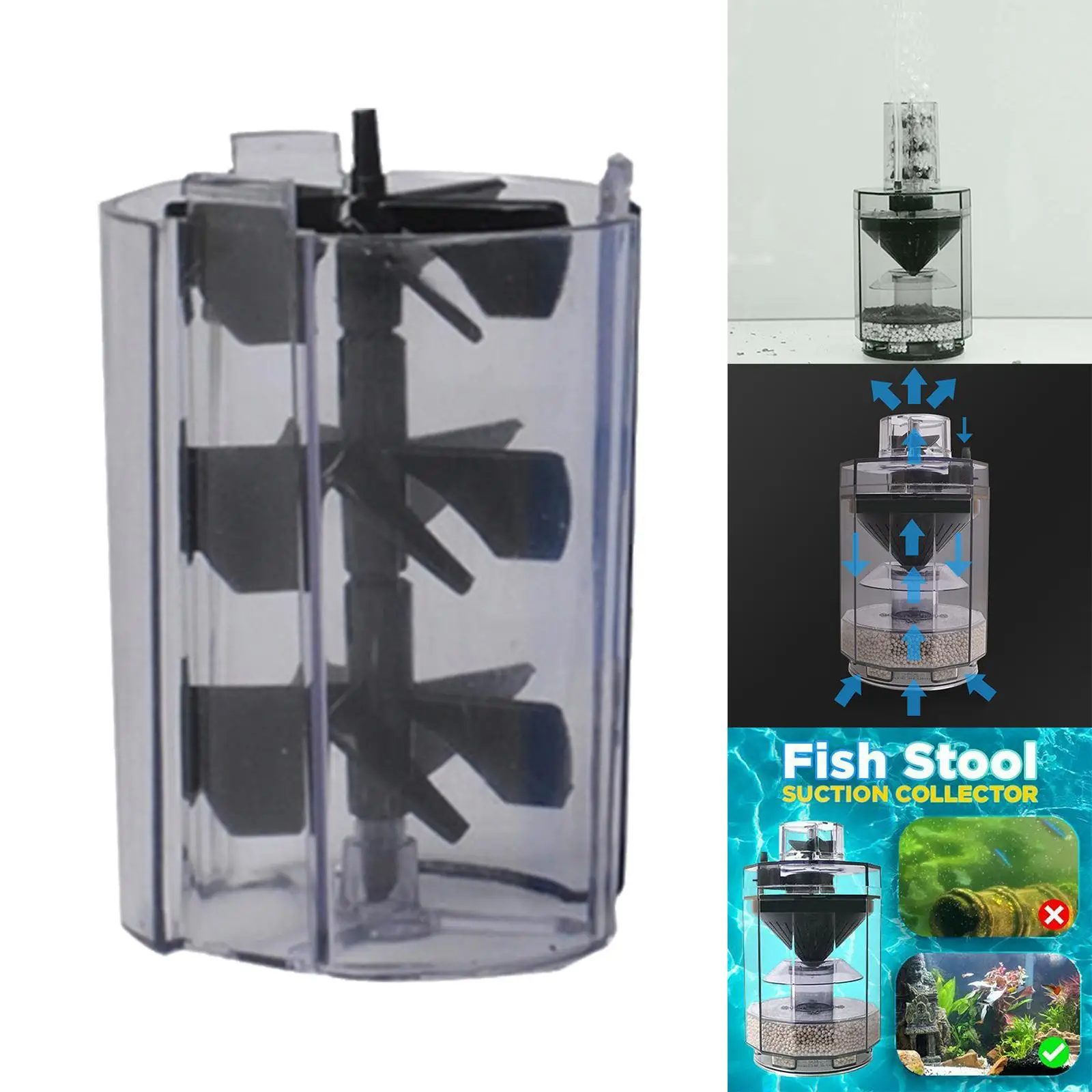 Spiral Fan for Aquarium Fish Stool Suction Collector Tank of Fish