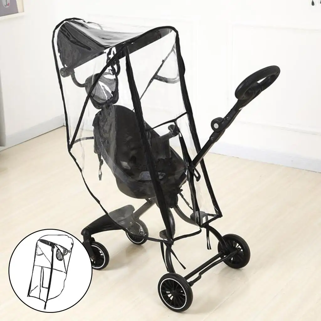 Stroller Cover Weather Shield Transparent Wind Dust Shield Baby Stroller Rain Cover Zipper Protect from Rain Wind Snow Dust