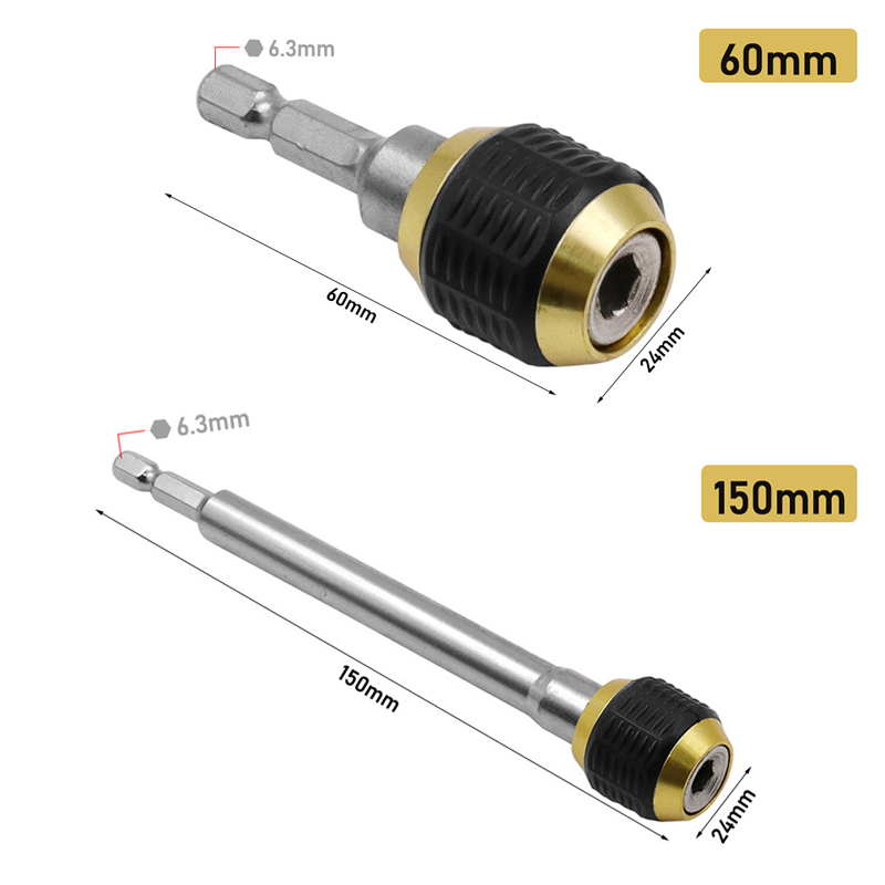 Rallonge De Foret Hexagonale 1/4 Pouce En Acier Au Carbone – 150 Mm & 300 Mm – Super Robuste Et Précise Pour Perceuse, Tarière Et Embouts Vis