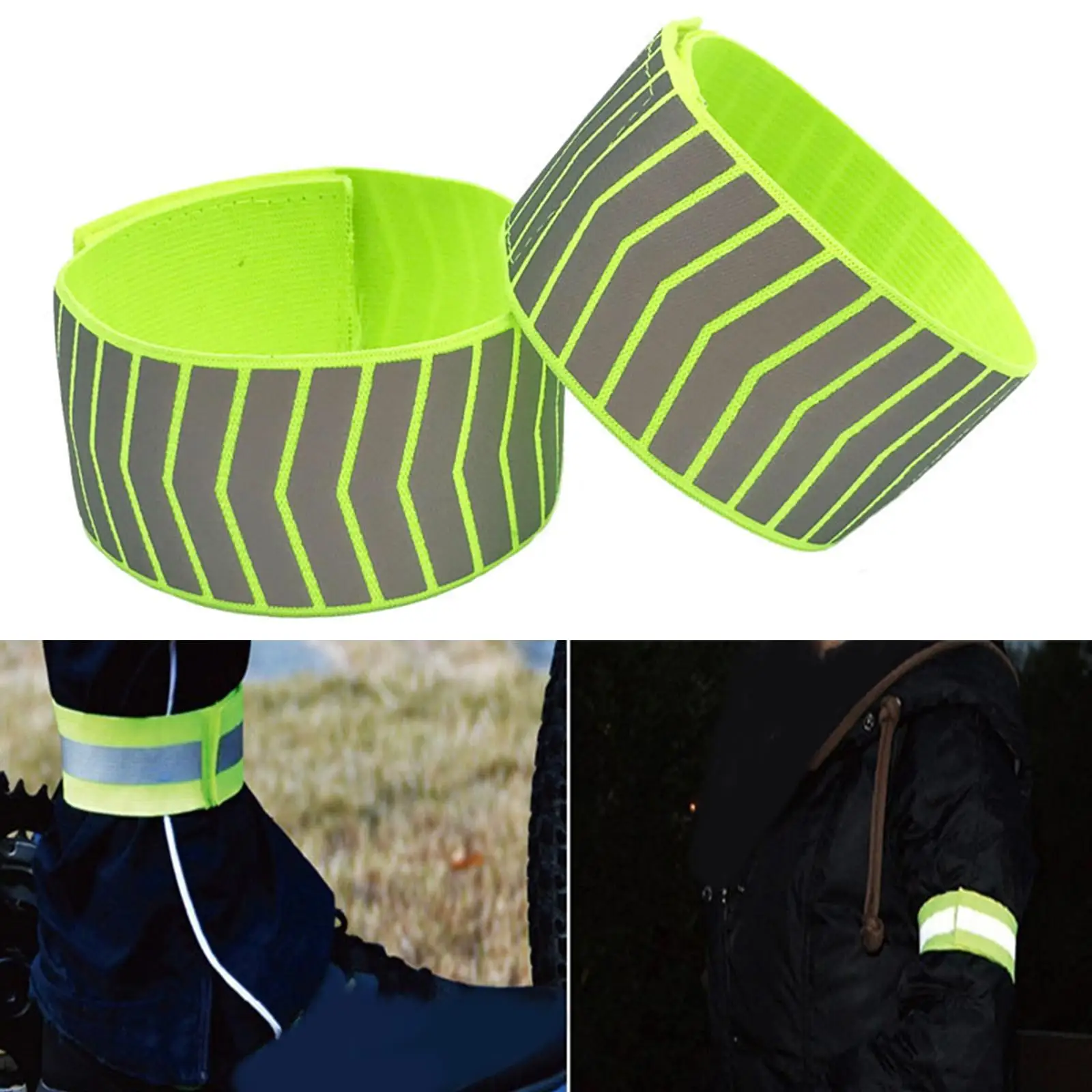 2 Pieces Reflective Running Armbands High Visibility Gear for Running Sport
