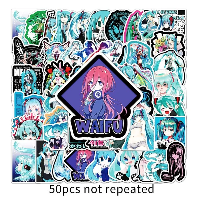 40-70pcs Q Version Hatsune Miku Stickers Cute Expression Anime