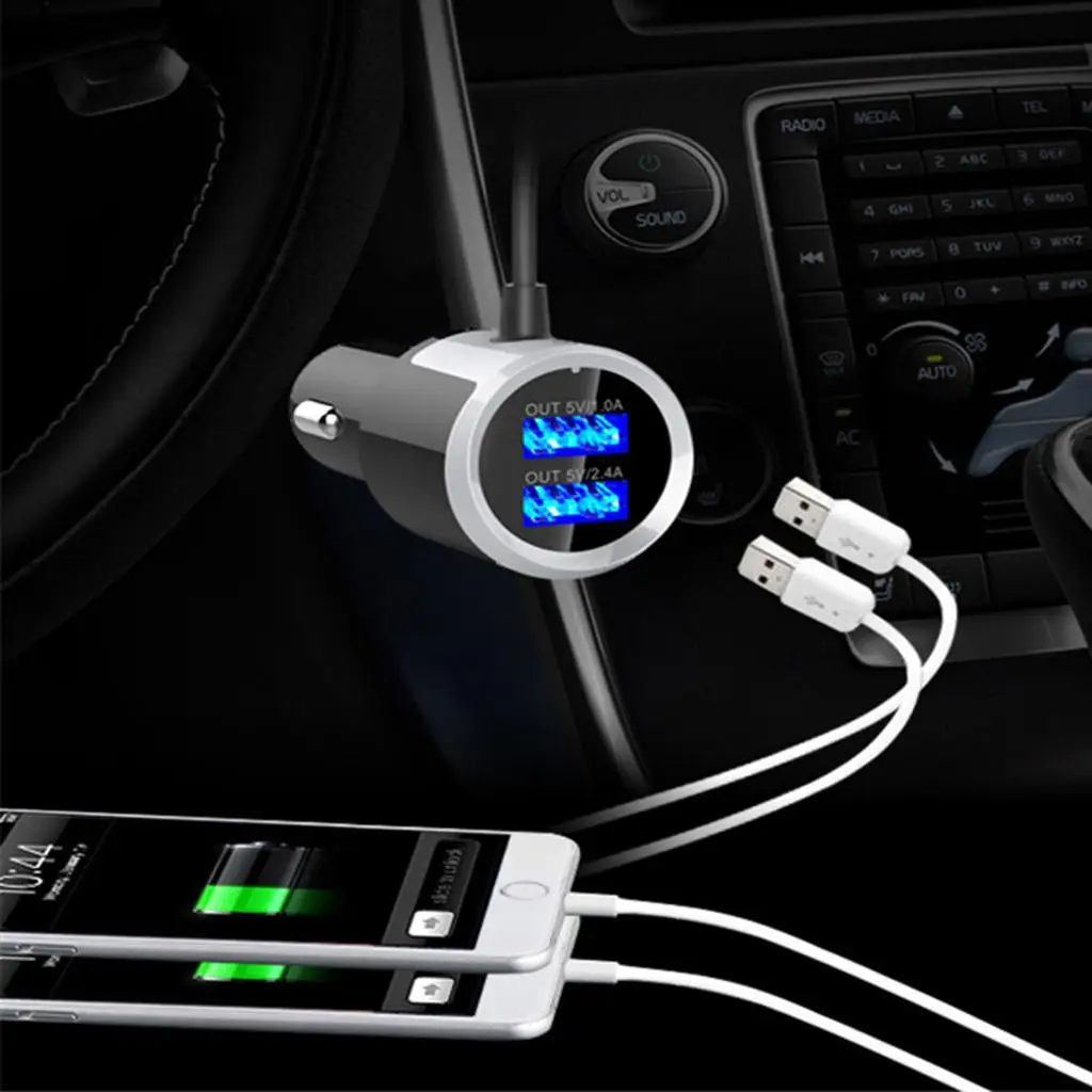 Auto FM Transmitter MP3 Player Call Hand-Free Cable Bluetooth 2 USB Ports- Automatically Search And Connect