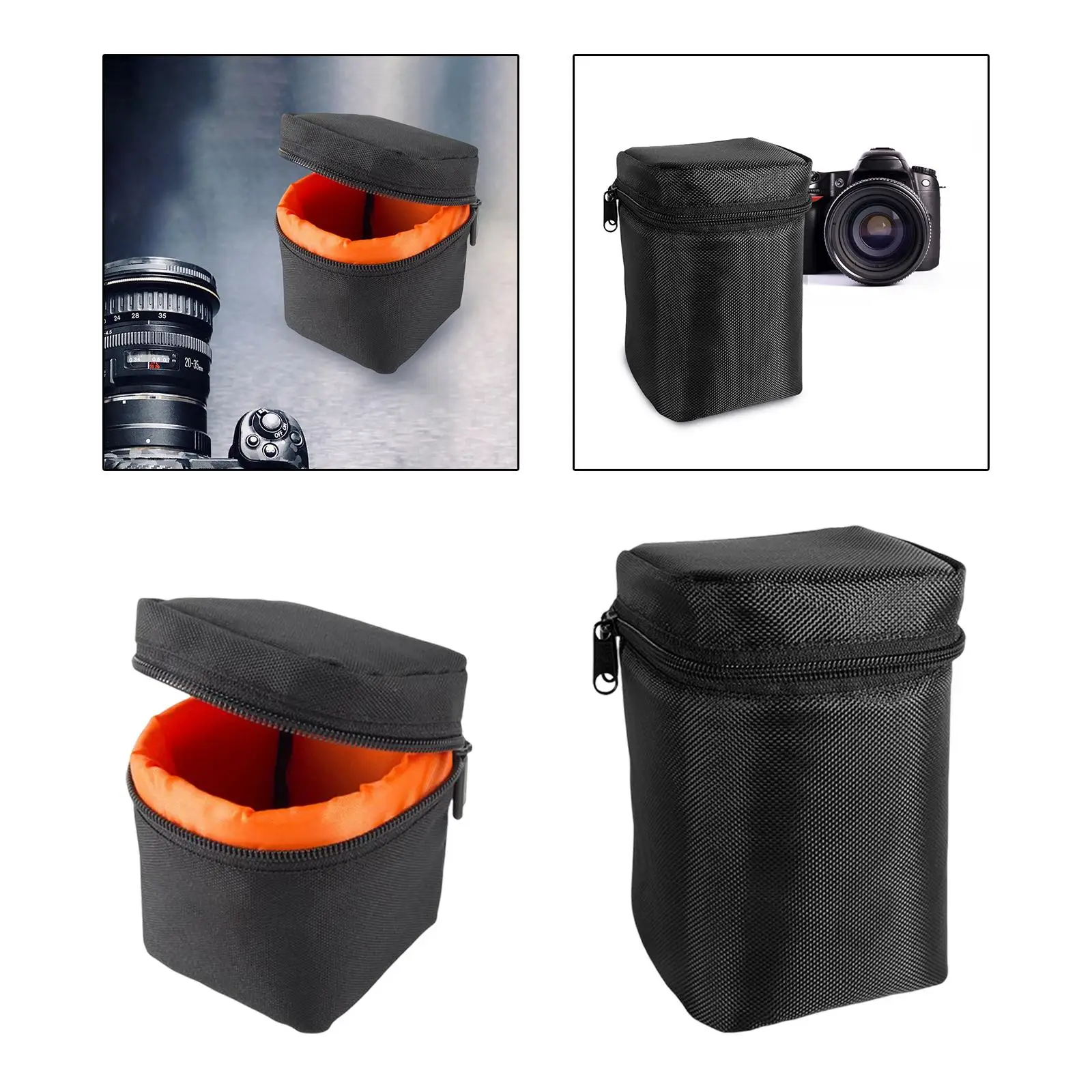 Camera Lens Pouch Equipment Parts Shock Absorption Practical with Zipper Convenient Thick Dustproof Wear Resistant Durable